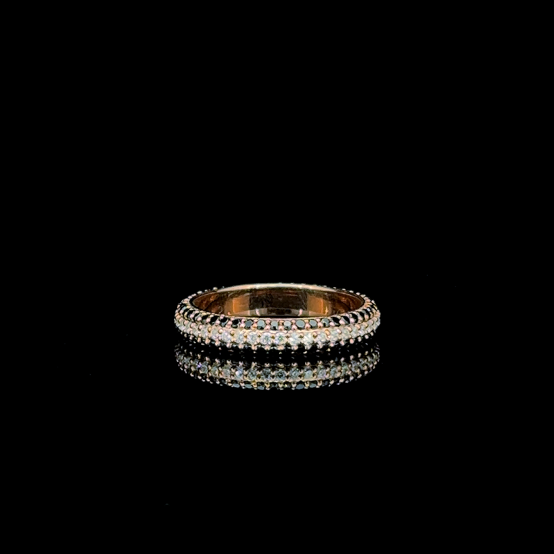 925 Silver Moissanite Ring | Rose Gold Plated Multicolor Eternity Band | Luxury Unisex Stackable Ring | Sparkling moissanite Design