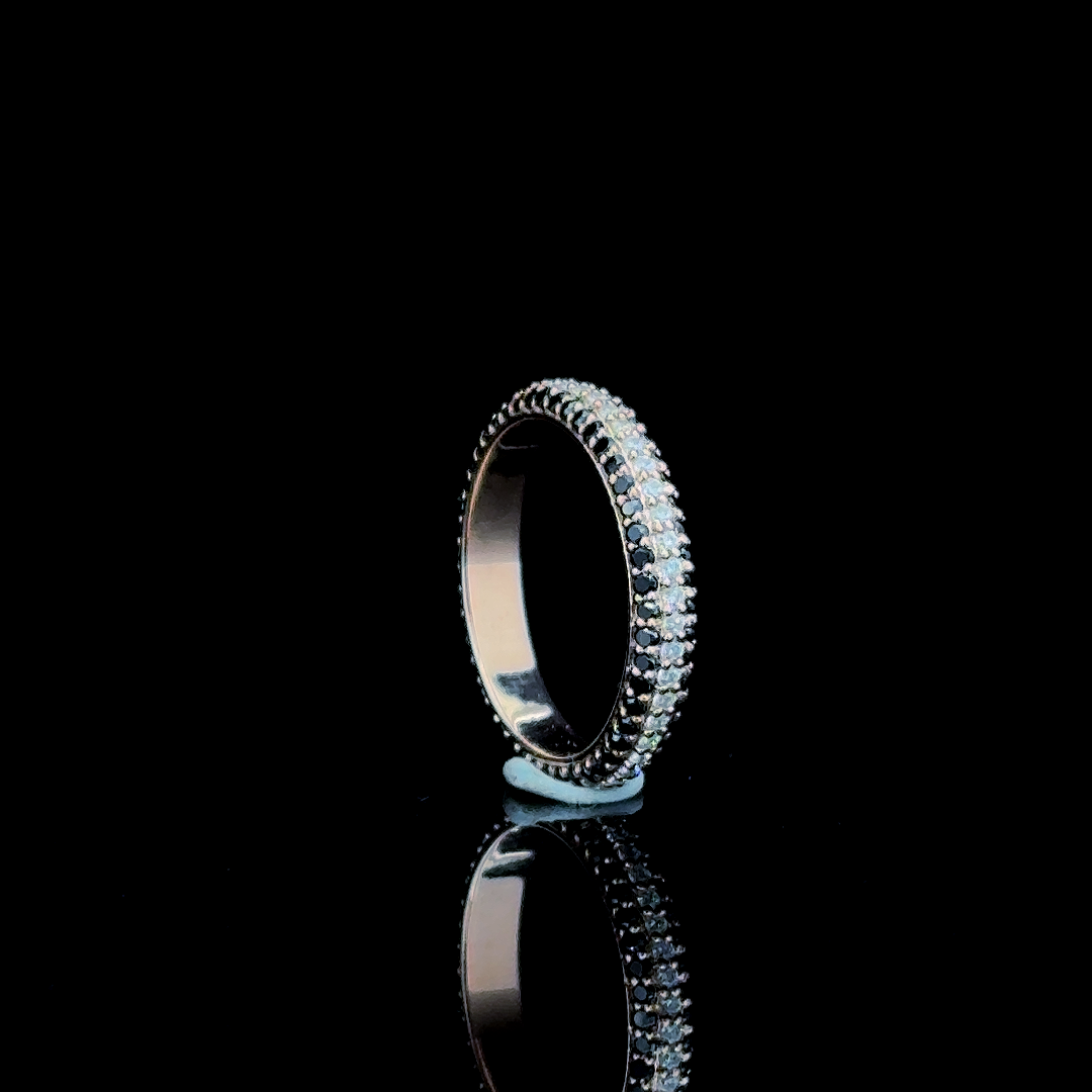 925 Silver Moissanite Ring | Rose Gold Plated Multicolor Eternity Band | Luxury Unisex Stackable Ring | Sparkling moissanite Design