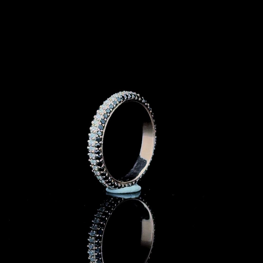 925 Silver Moissanite Ring | Rose Gold Plated Multicolor Eternity Band | Luxury Unisex Stackable Ring | Sparkling moissanite Design