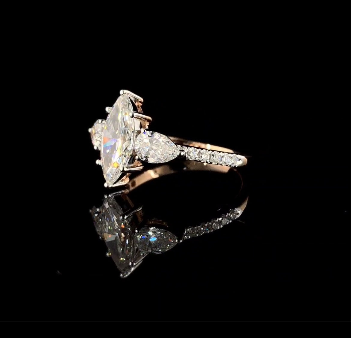 925 Sterling Silver Moissanite Diamond Ring | 18K Rose Gold Plated Engagement Ring for Women
