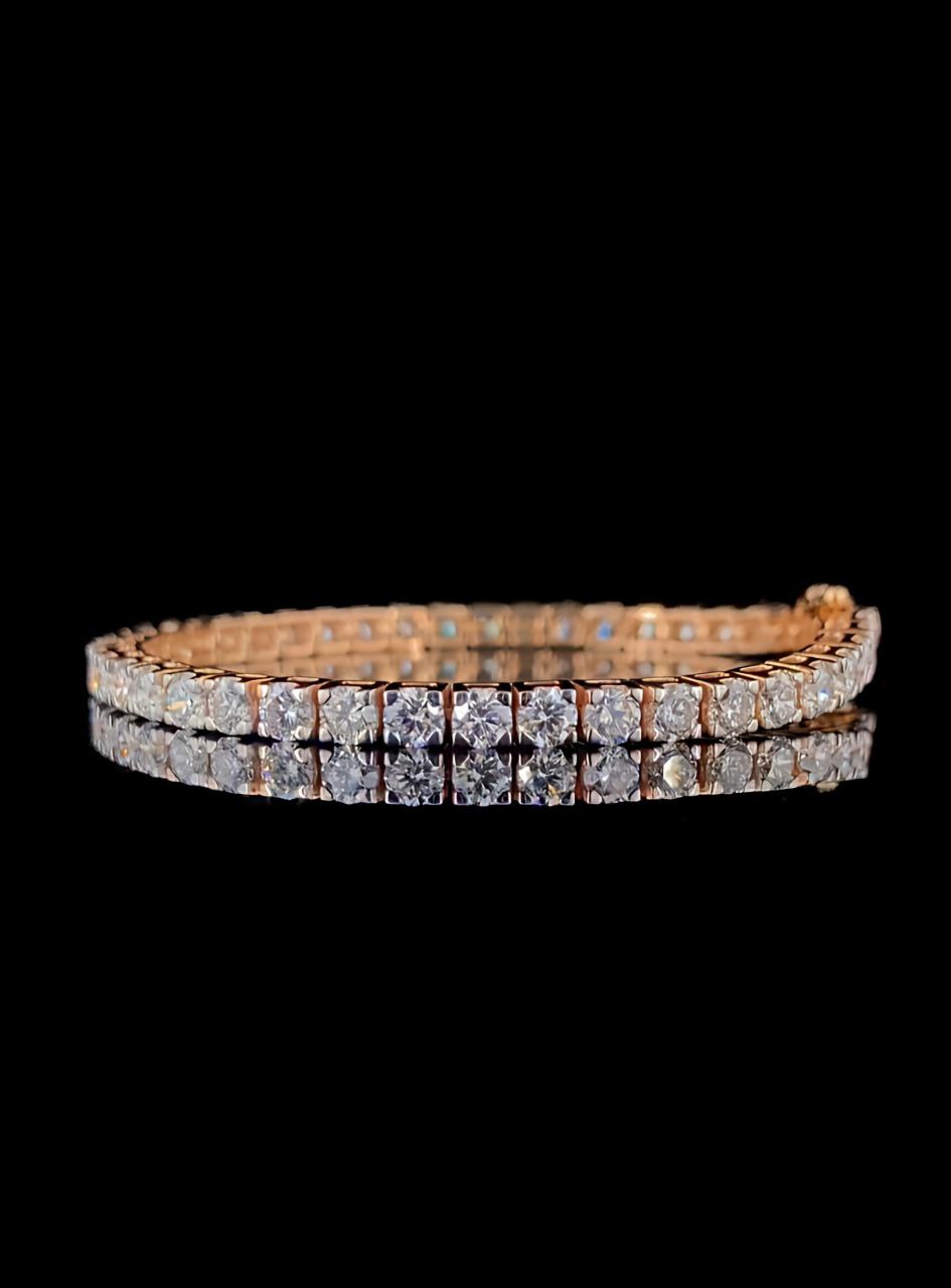 925 Sterling Silver Moissanite Tennis Bracelet | Rose Gold Plated Sparkling CZ Look