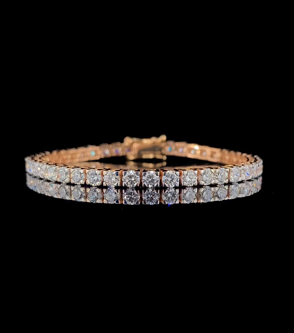 925 Sterling Silver Moissanite Tennis Bracelet | Rose Gold Plated Sparkling CZ Look