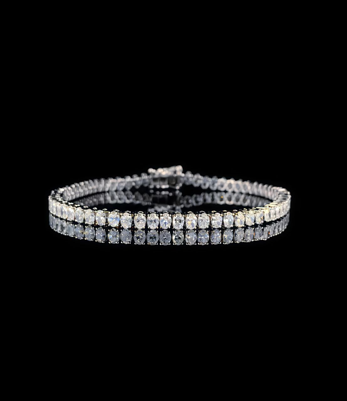 925 Sterling Silver Bracelet with 75 Oval Cut Moissanite Diamonds | Luxury Oval Tennis Bracelet