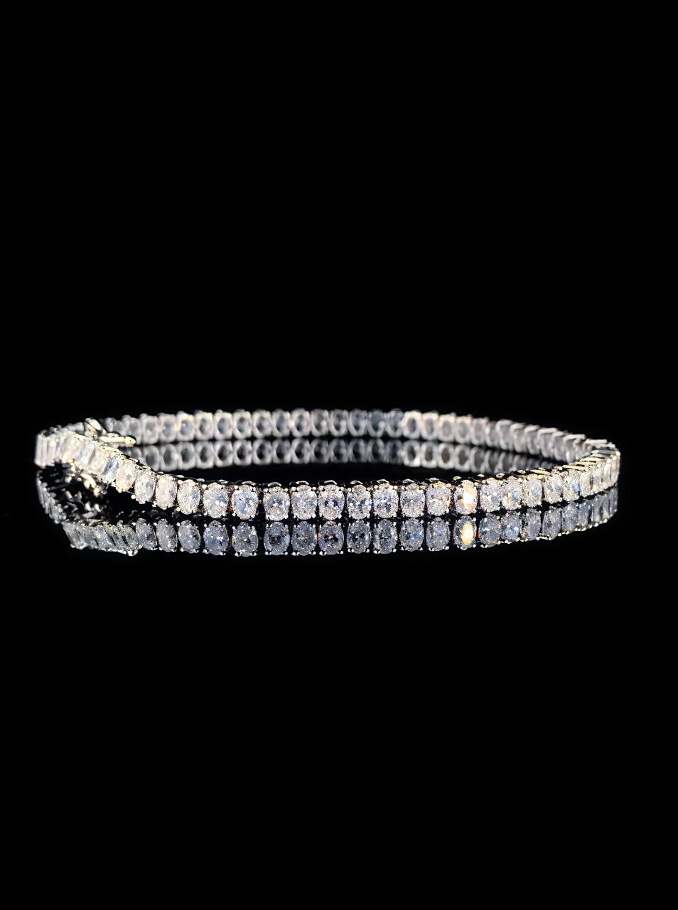 925 Sterling Silver Bracelet with 75 Oval Cut Moissanite Diamonds | Luxury Oval Tennis Bracelet