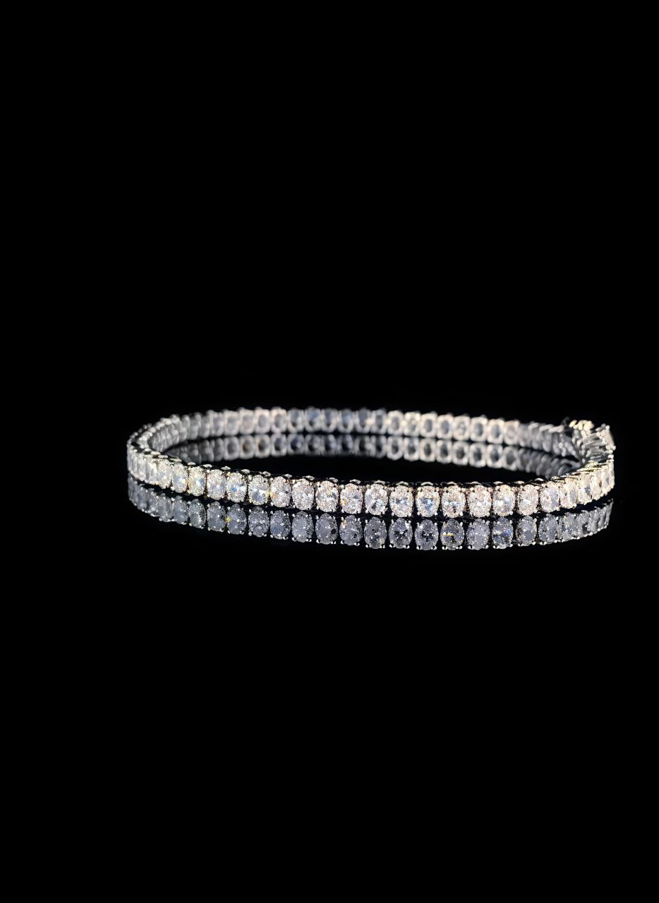 925 Sterling Silver Bracelet with 75 Oval Cut Moissanite Diamonds | Luxury Oval Tennis Bracelet