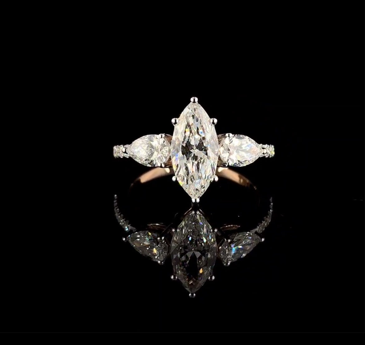 925 Sterling Silver Moissanite Diamond Ring | 18K Rose Gold Plated Engagement Ring for Women
