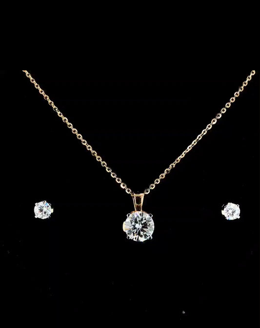 Moissanite Diamond Necklace in 925 Sterling Silver | 18K Rose Gold Plated Pendant Necklace for Women