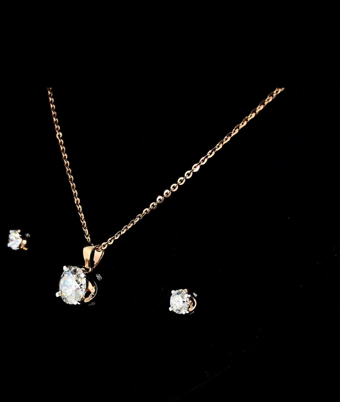 Moissanite Diamond Necklace in 925 Sterling Silver | 18K Rose Gold Plated Pendant Necklace for Women