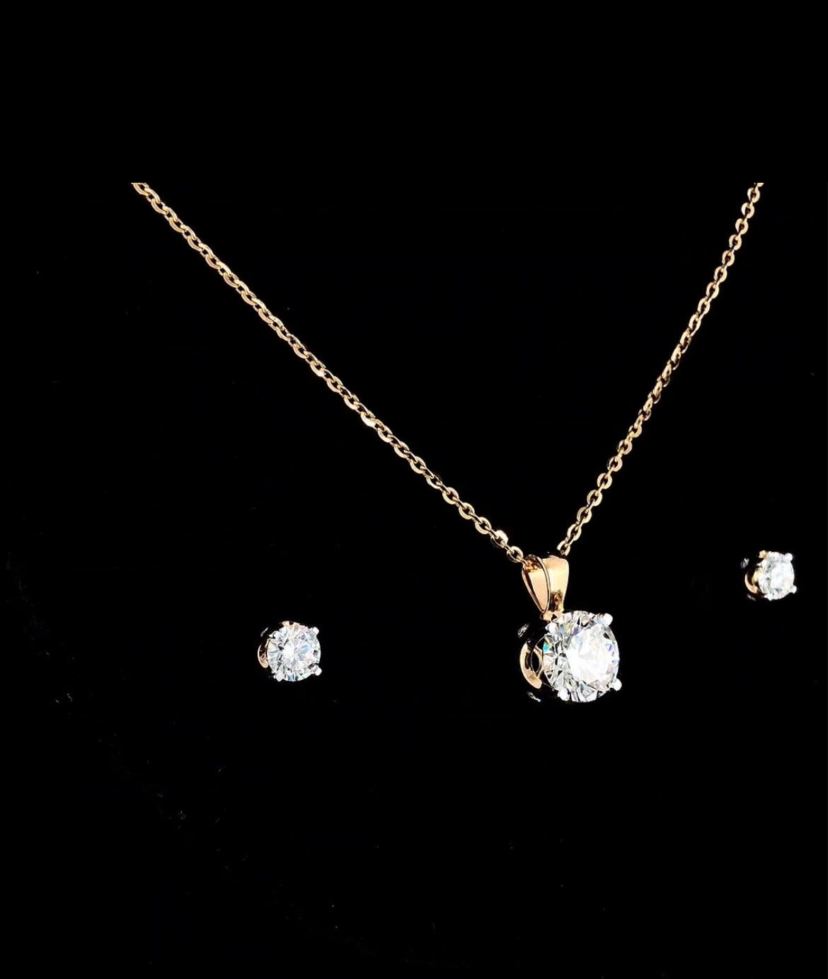 Moissanite Diamond Necklace in 925 Sterling Silver | 18K Rose Gold Plated Pendant Necklace for Women