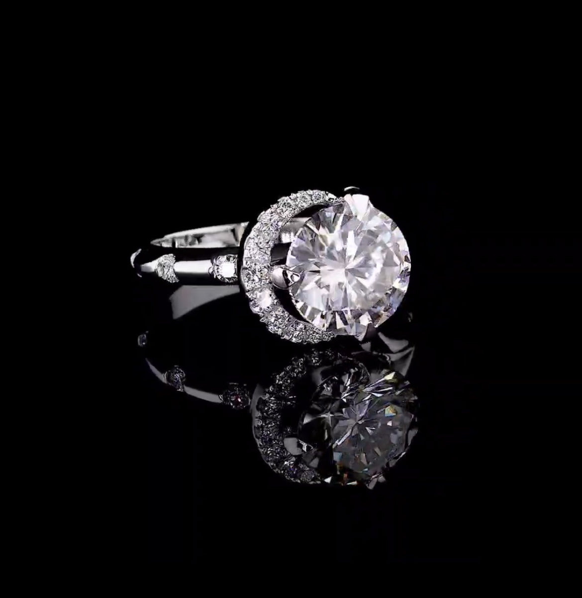 Moissanite Diamond Ring in 925 Sterling Silver | Elegant Sparkling Statement Ring for Women