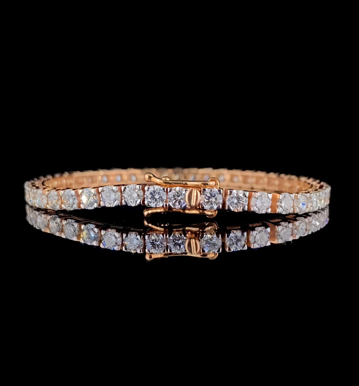 925 Sterling Silver Moissanite Tennis Bracelet | Rose Gold Plated Sparkling CZ Look