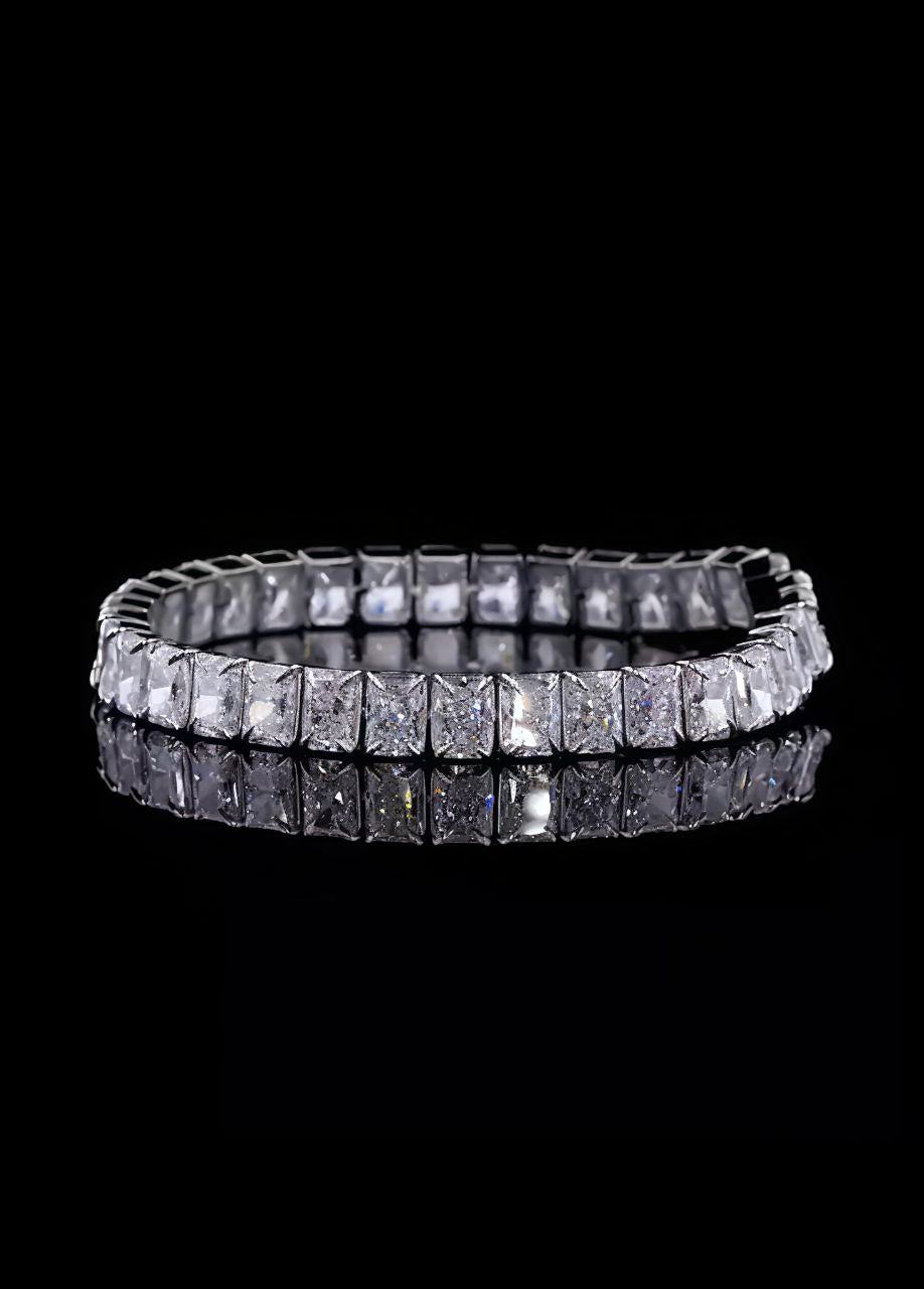925 Sterling Silver Bracelet with 33 Princess Cut Moissanite Diamonds | Elegant Rose Gold Tennis Bracelet