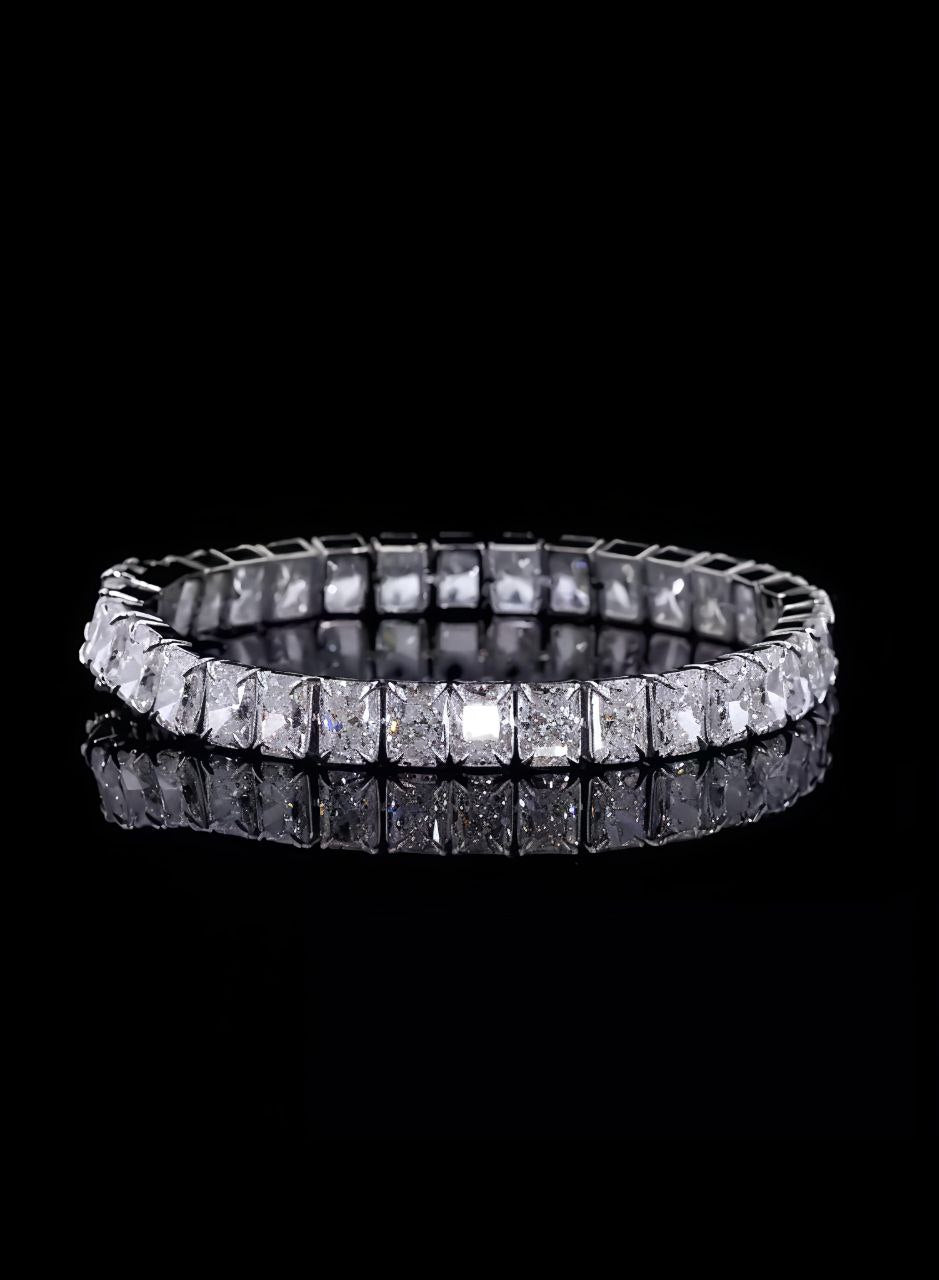 925 Sterling Silver Bracelet with 33 Princess Cut Moissanite Diamonds | Elegant Rose Gold Tennis Bracelet