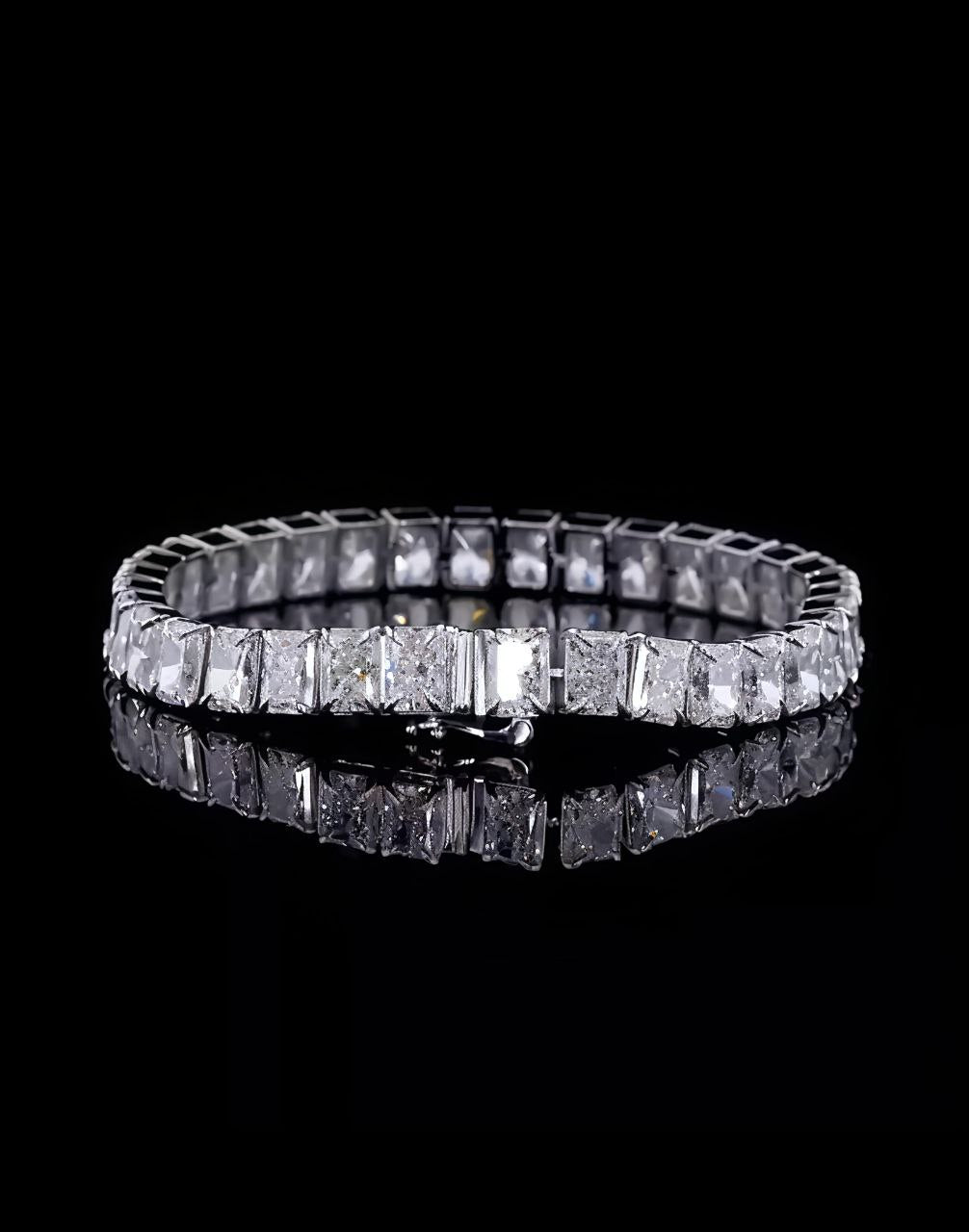 925 Sterling Silver Bracelet with 33 Princess Cut Moissanite Diamonds | Elegant Rose Gold Tennis Bracelet