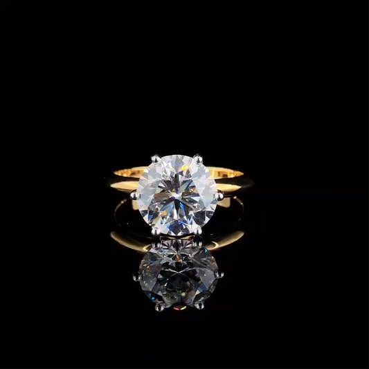Moissanite Diamond Ring in 925 Sterling Silver | 18K Gold Plated Luxury Ring for Women