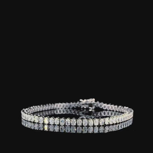 925 Sterling Silver Bracelet with 75 Oval Cut Moissanite Diamonds | Luxury Oval Tennis Bracelet