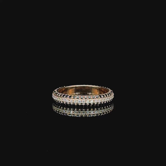 925 Silver Moissanite Ring | Rose Gold Plated Multicolor Eternity Band | Luxury Unisex Stackable Ring | Sparkling moissanite Design